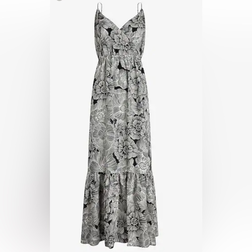 Floral Maxi Dress in Black and White